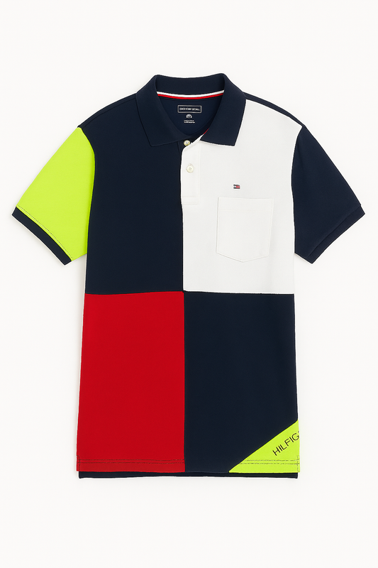 Polo Tommy Hilfiguer XL Azul, Blanco, Rojo y Amarillo