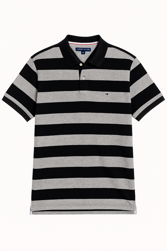 Polo Tommy Hilfiguer L Gris y Negro