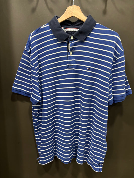 Polo Tommy Hilfiguer XL Azul, Rayas Blancas